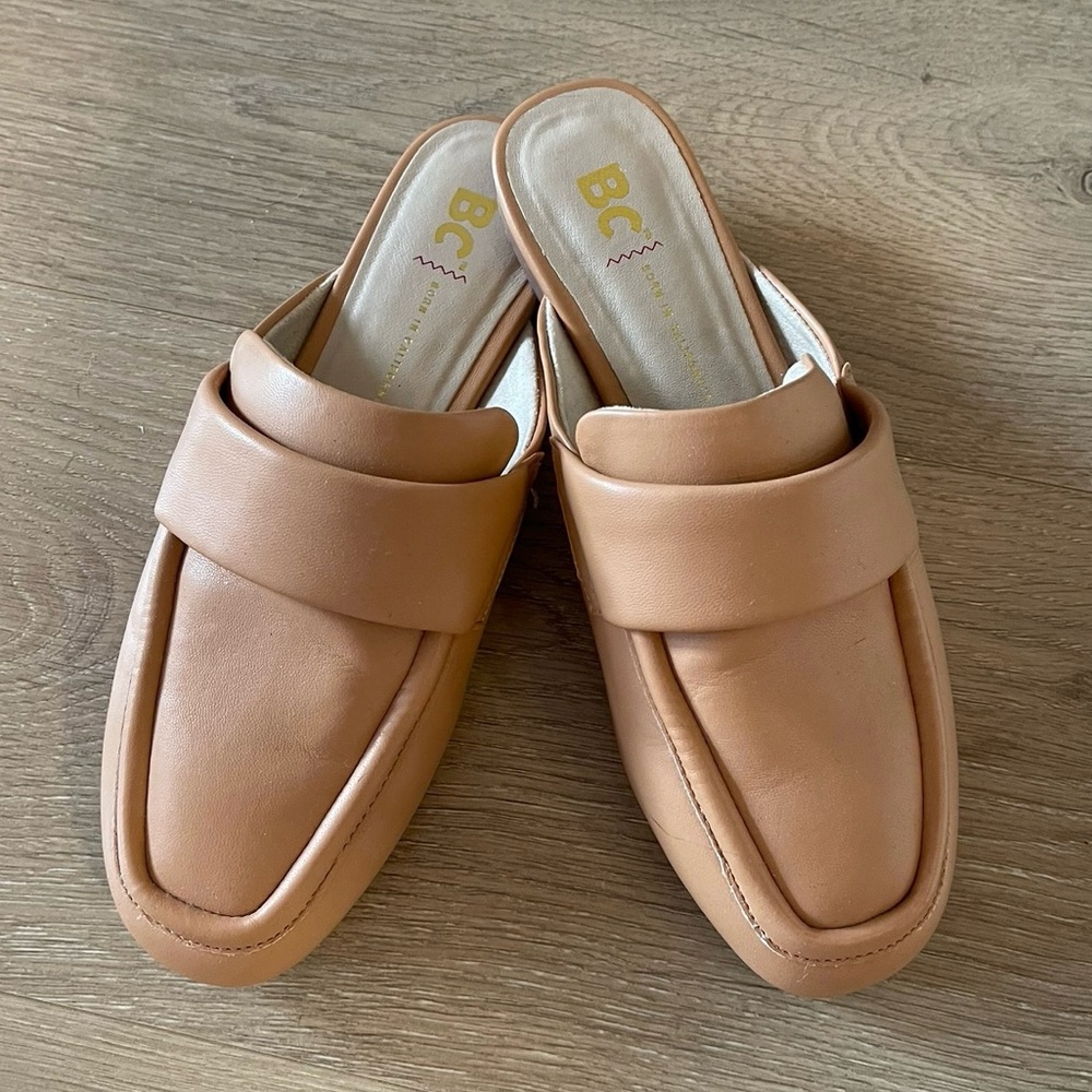 BC Footwear Light Brown Slip-On Mules